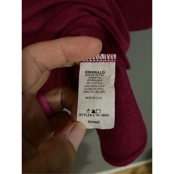 Emerald Long Sleeve Irregular Hem Tunic Top With Faux Buttons S - Picture 6 of 6